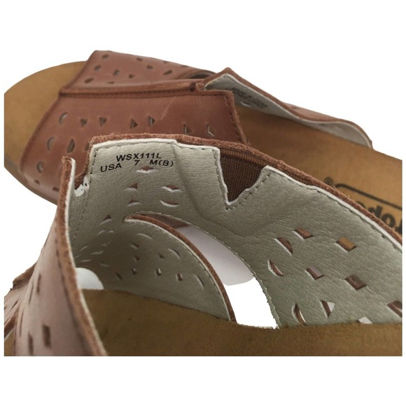 Propet Fionna Leather Cork Laser Cut Slides Sandal Womens Brown 7 - Picture 12 of 14